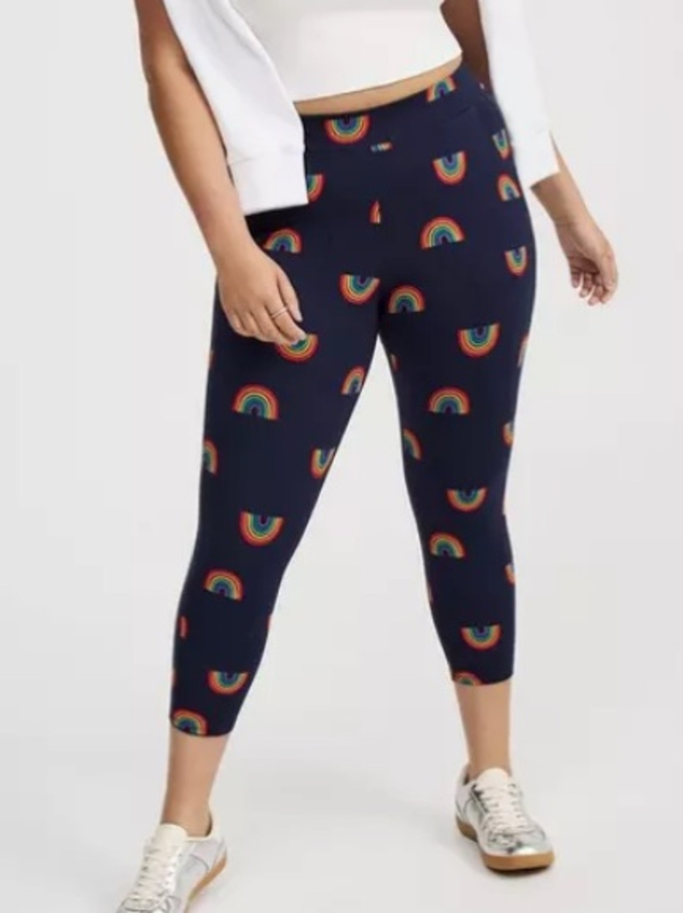 torrid Navy Leggings with Rainbow Print Cropped Pocket 2X